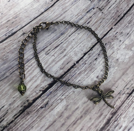 Dragonfly Goblincore Bracelet with Antiqued Brass