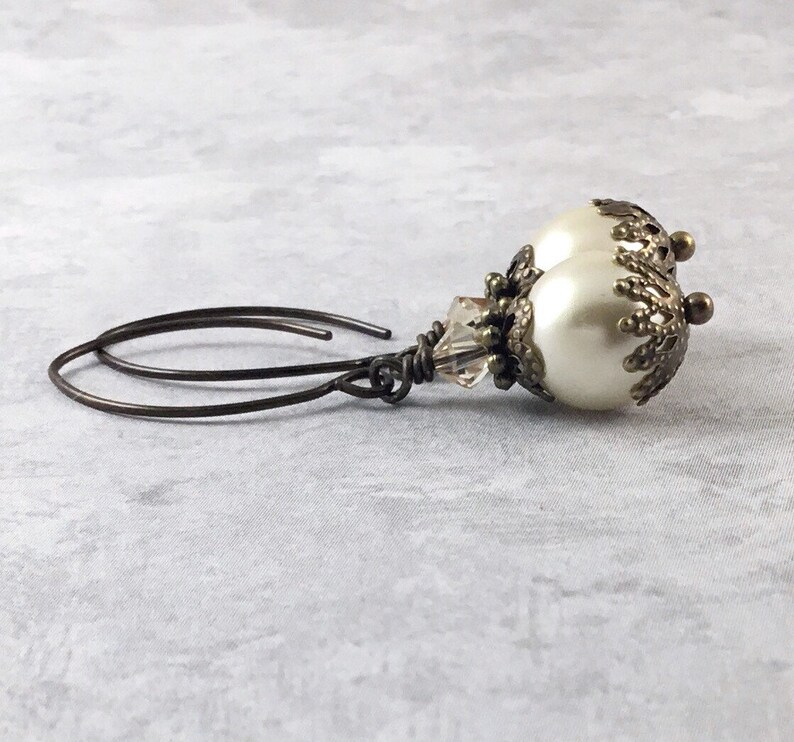 Ivory Pearl Edwardian Earrings Downton Abbey Earrings.