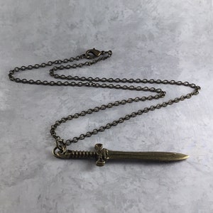 Sword Renaissance Costume Necklace with Antiqued Brass