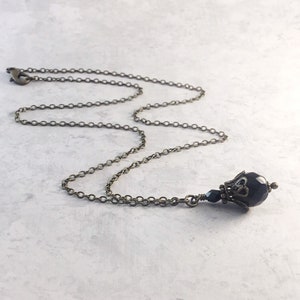 Black Dark Academia Necklace with Antiqued Brass