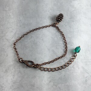 Tiny Pinecone Cottagecore Bracelet with Antiqued Copper image 4