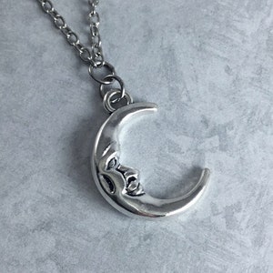 Crescent Moon Whimsigoth Necklace with Antiqued Silver