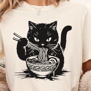 Ramen Cat Shirt Noodle Cat Shirt Foodie Lover Shirts Black Cat Noodle T-Shirts cat meme shirt Cat Mom Shirt Cat Lover Shirt cat noodle shirt