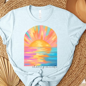sunset shirt Summer Woman Shirt chasing sunsets boho summer tee Salty Mermaidcore tee for surfer Summer vibes surf tee summer shirt