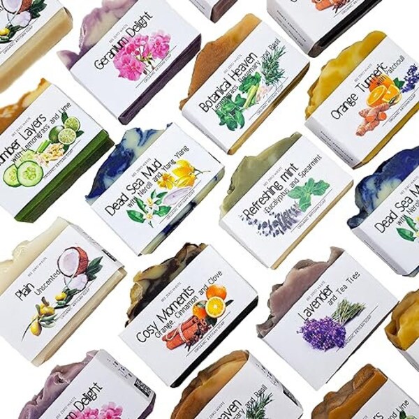 Soap Bar | UK Handmade | natural Organic Vegan | cold processed body soaps | (BOTANICAL HEAVEN- Lemongrass, Rosemary and Basil)