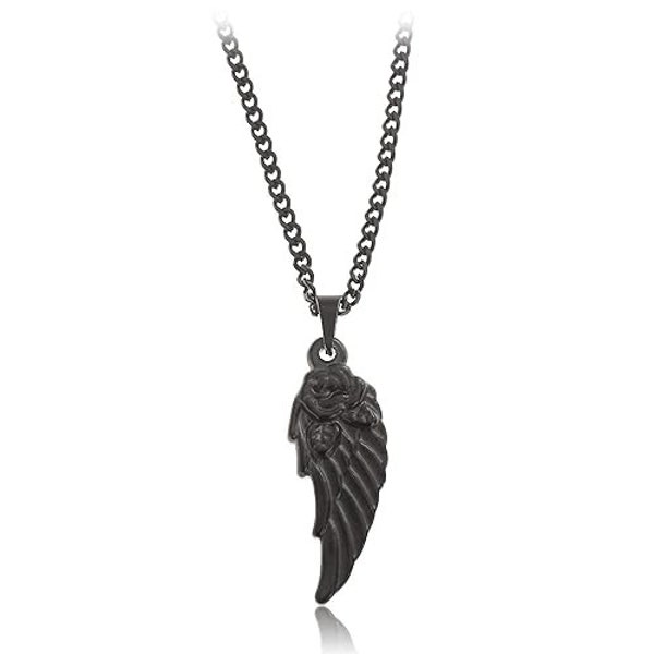 Men's High-Quality Stainless Steel Necklace Chain with Pendant Gift for Men - U Black Wing