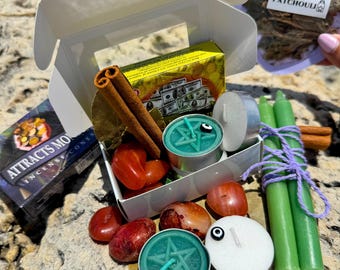 Money Manifestation Ritual Box: Abundance Spell Kit with Carnelian