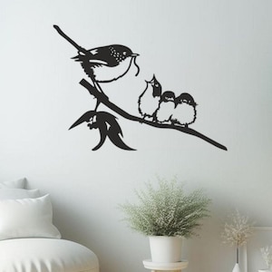 Birds On Branch, Birds Art, Interior and Exterior Decoration, Metal Birds Wall Art, Robin, Metal Bird Decor, Living Room Wall Art, Home Gift