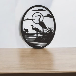Heron Metal Wall Art, Heron Home Decor, Heron Garden, Metal Wall Art, Wall Hanging, Animal Decoration