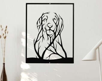 Golden retriever kunst aan de muur, golden retriever wanddecoratie, woondecoratie, golden retriever decor, huisdier decor, metalen hond kunst aan de muur, labrador