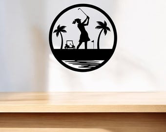 Female Golfer Metal Wall Art, Golf Wall Art, Golf, PGA, Metal Golf Wall Art, The Golfers, Powder Coated Wall Art, Sport Decor, Office Decor