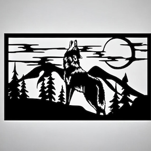 Arte de la pared del metal del lobo, lobo aullando, arte del lobo, arte animal, arte geométrico, arte del metal, regalo, decoración del lobo, decoración de la sala de estar del Ministerio del Interior