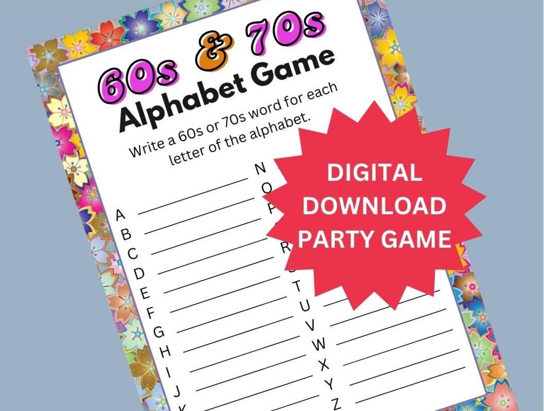 1960s 70s Alphabet Party Game (digital Download) - Etsy