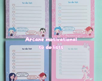 Arcane notepad - Cute motivational to-do list Jinx and Silco Caitvi Vi bloc-note