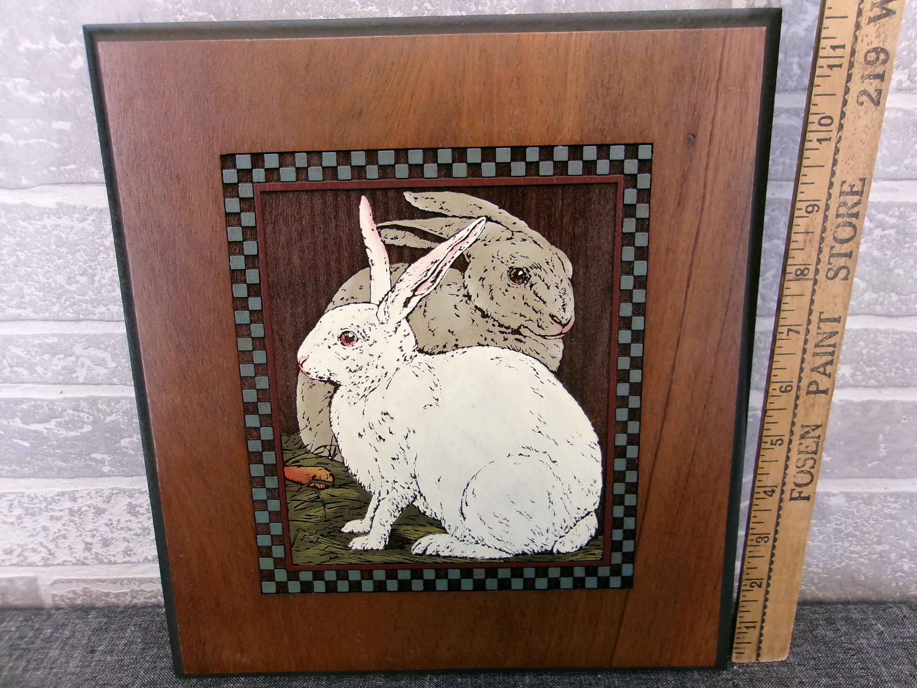 1992 Solid Wood Carved and Painted Rabbit Plaque Wall Hanging - Etsy