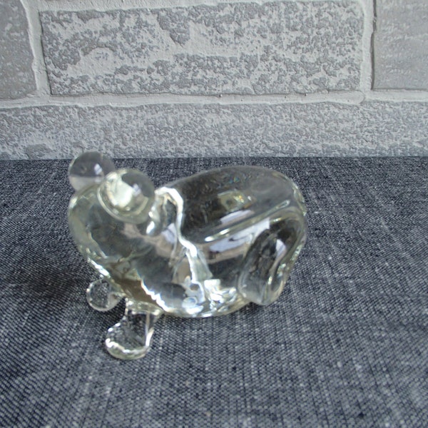 Vintage Clear Art Glass Frog Paperweight Figure