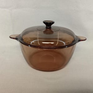 VTG Vision Corning Amber Brown Glass Dutch Oven with Lid 4.5L