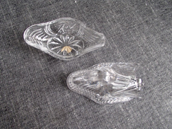 Vintage Clear Glass Swan Trinket Jewelry Dish Box - image 5