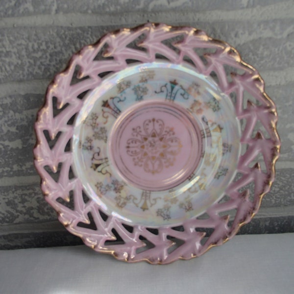 Antique Pink Luster Plate Trinket Dish