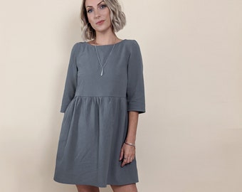 customisable smock dress choose neckline and sleeve style linen cotton tencel gauze