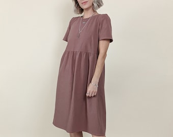 boho midi cotton sundress smock style loose floaty customisable knee length