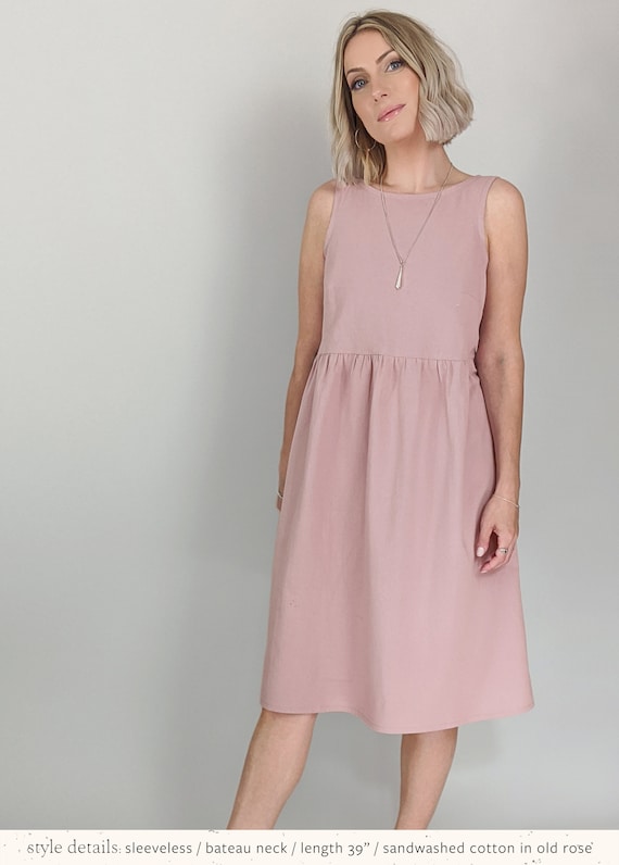 sleeveless cotton midi dress cottagecore women's smock dress customisable