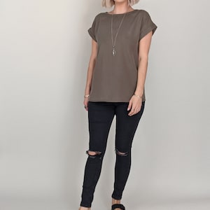 loose muslin womens top double gauze cap sleeve tshirt customisable linen tencel cotton image 3