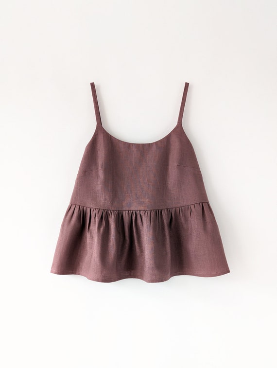 strappy linen smock top summer blouse double gauze cotton