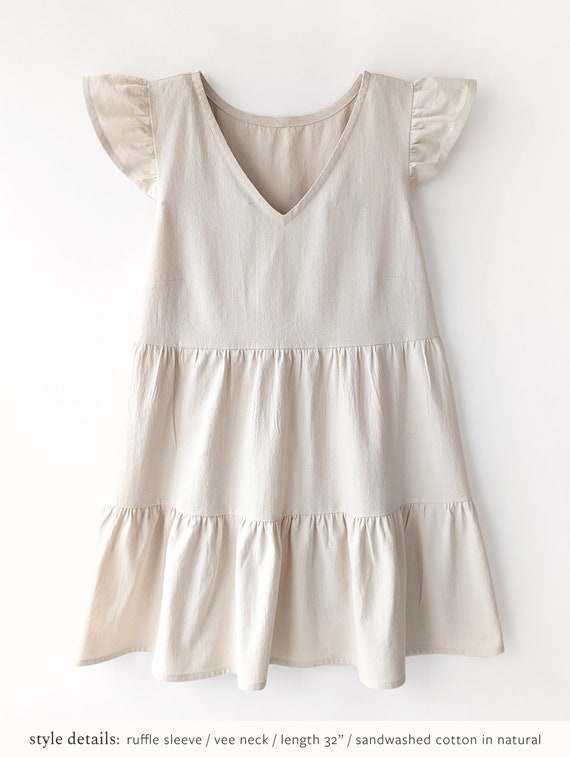 Tiered Smock Dress Mini Flutter Sleeve Cotton Boho Summer Sundress Linen  Tencel Double Gauze - Etsy