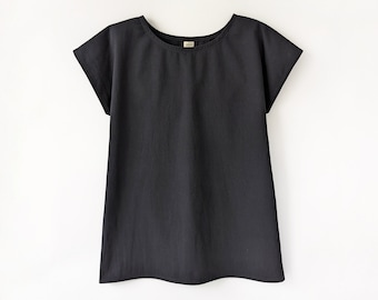 short sleeve boxy cotton tshirt women's loose cap sleeve custom blouse