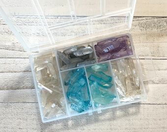 diy beads, crystal beads, assorted bead kit, natural stone beads, jewelry making kit, friendship bead kit, ombré blue beads, stocking gift