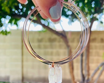 angel aura quartz earrings | crystal hoop earrings | angel aura quartz | Wedding Earrings | Silver Hoops