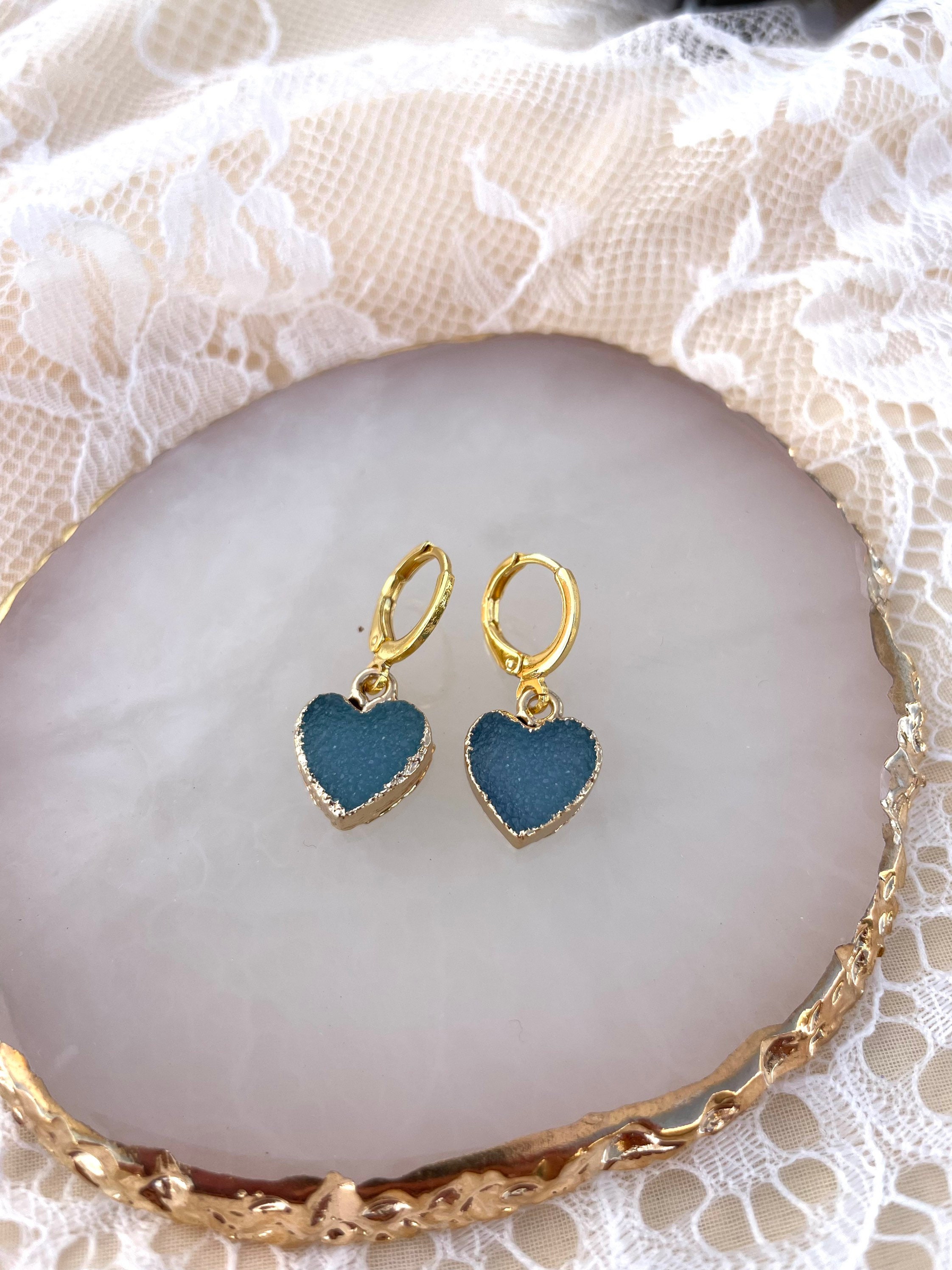 Long Blue Druzy Earrings - Balsamroot Jewelry