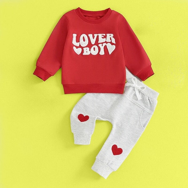 Sudadera de manga larga y pantalones elásticos para niños pequeños Conjunto de ropa para niños pequeños Pantalones elásticos para niños y sudadera bordada Práctico conjunto para niños