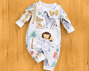 Babyoveralls Kinderkleding met dieren Unisex Kinderkleding Heldere print voor kinderen Superzacht materiaal voor peuters Overalls