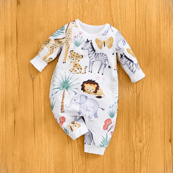 Babyoveralls Kinderkleding met dieren Unisex Kinderkleding Heldere print voor kinderen Superzacht materiaal voor peuters Overalls