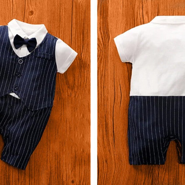 Formal Cotton Baby Bodysuit | Soft Gentleman Style for Newborns Newborn Gentleman Attire Baby Bodysuit for Formal Occasions Gentleman Style