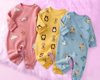 Adorable Body de animales para niños, ropa única para niños. Lindo traje para niños pequeños, divertido Body para niños de moda colorido, Body de algodón