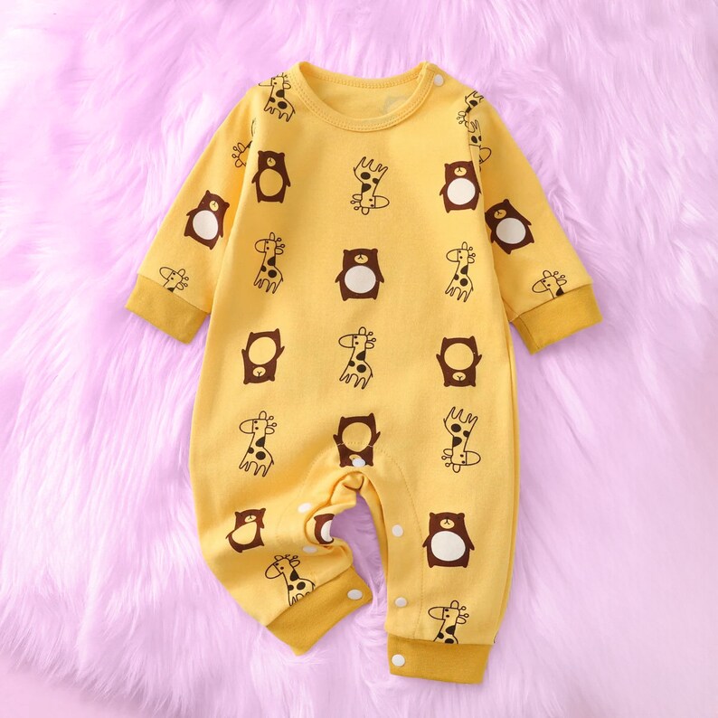 Adorable body animal pour enfants Vêtements uniques pour enfants. Tenue mignonne pour tout-petits FunToddlerFashion Body coloré pour enfants Body en coton Jaune