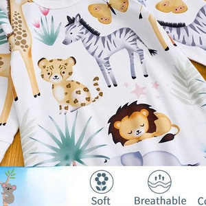 Babyoveralls Kinderkleding met dieren Unisex Kinderkleding Heldere print voor kinderen Superzacht materiaal voor peuters Overalls afbeelding 10