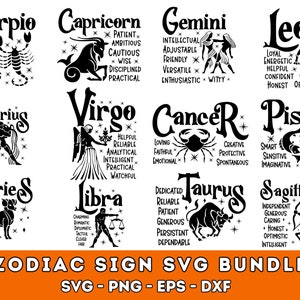 Pakiet Zodiac Svg, Horoscope Svg, Znaki astrologiczne Svg, Symbole Zodiaku Svg, Bliźnięta Svg, Baran Svg, Panna Svg, Waga Svg, Pliki Svg dla Cricut