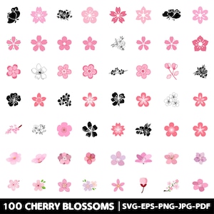桜の SVG バンドル、桜のクリップアート、桜の SVG、桜の花の SVG、ピンクの花の SVG、ボタニカ PNG、桜のクリップアート