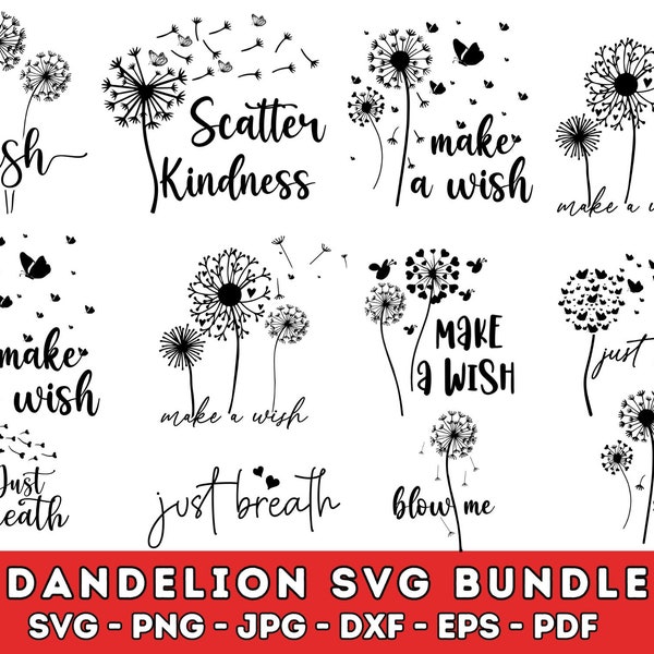 Dandelion SVG, Dandelion Svg Bundle, Dandelion Vector, Dandelion Cricut, Dandelion Clipart, Dandelion Files For Cricut, Silhouette, Clip Art