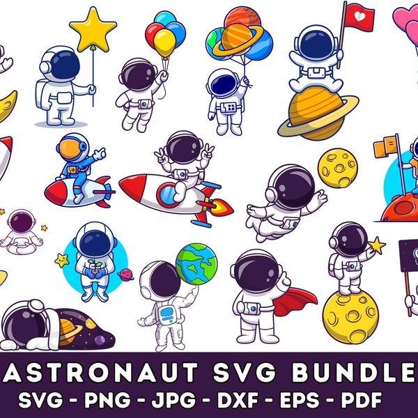 Astronaut Svg Png Bundle, Astronaut with rocket svg, kid astronaut svg, Universe Svg, Spaceman svg, Space SVG