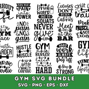Training SVG-Bundle, Fitnessstudio SVG-Bundle, Fitness SVG, Übung SVG, Motivations-Svg, Workout-Shirt svg, Fitnessstudio-Zitate svg, Gym Cut-Datei