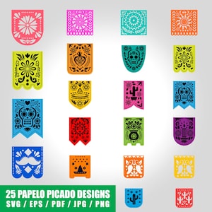 Papel Picado Svg, Papel Picado Svg Bundles, Papel Picado Clipart, Fiesta Bunting, Papel Picado Cut Files, Papel Picado Banner, Papel PNG,