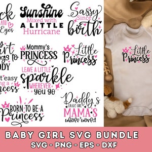 Baby Mädchen SVG PNG Bundle, Baby Sprüche SVG, Baby Neugeborenen SVG, Baby Shirt SVG, Retro Zitate SVG, Sublimation Design, Schaltung Silhouette