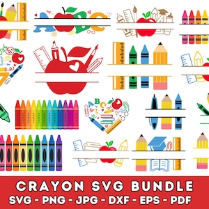 Crayon Split Monogram Svg, Crayon svg, Leraar Svg, Crayon Wrapper Svg, Crayon Set Svg, Crayon Wrapper Cut File, Crayon Shirt Svg