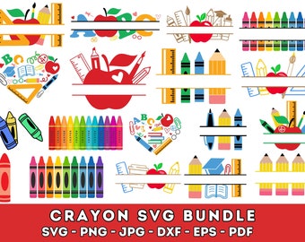 Crayon Split Monogram Svg, Crayon svg, Teacher Svg, Crayon Wrapper Svg, Crayon Set Svg, Crayon Wrapper Cut File, Crayon Shirt Svg