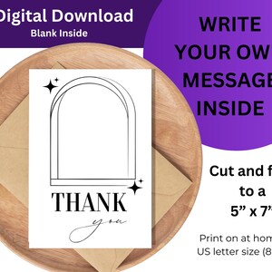 PRINTABLE Simple Thank You Card - Instant Digital Download - 5x7”, Last Minute Greeting Cards, Minimalist, Simple Cards, Gratitude